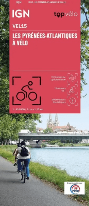 Fietskaart VEL15 Pyrénées-Atlantiques à vélo - IGN