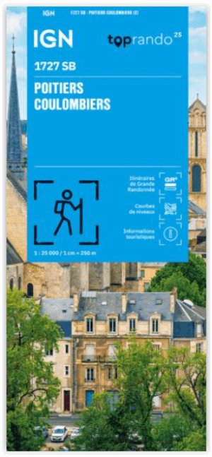 Wandelkaart 1727 SB Poitiers & Coulombiers - IGN