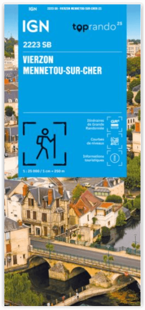 Wandelkaart 2223 SB Vierzon & Mennetou-sur-Cher - IGN