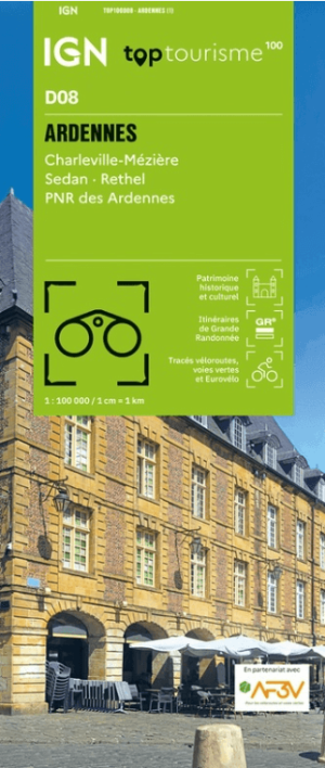 Wandelkaart Fietskaart TOP100 08 Ardennes - IGN