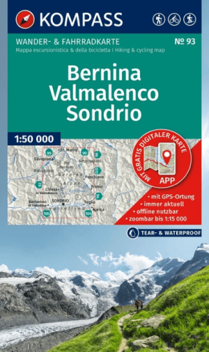 Wandelkaart 93 Bernina- Valmalenco & Sondrio - Kompass