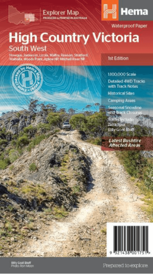 Landkaart Wegenkaart Victoria High Country Zuidwest - Hema