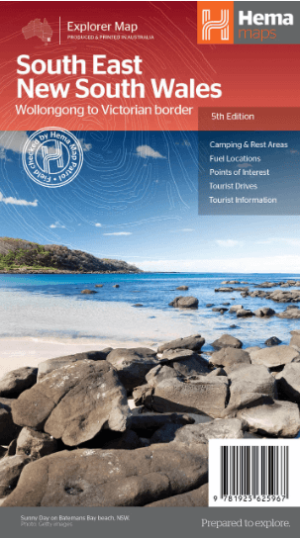 Landkaart Wegenkaart Zuidoost van New South Wales - Hema Maps
