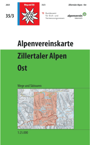 Wandelkaart 35/3 Zillertaler Alpen Ost weg+ski - DAV