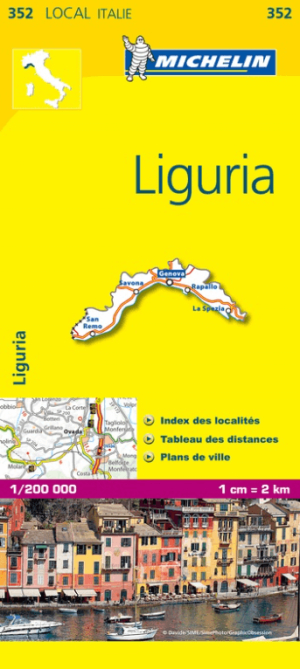 Landkaart Wegenkaart 352 Ligurië Italië - Michelin