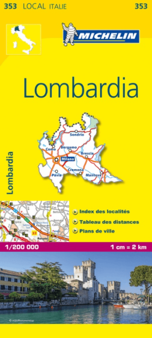 Landkaart Wegenkaart 353 Lombardije Italië - Michelin