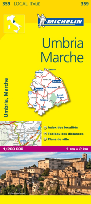 Landkaart Wegenkaart 359 Umbrië & Marche Italië - Michelin