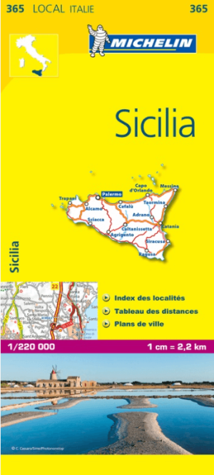 Landkaart Wegenkaart 365 Sicilië Zuid-Italië - Michelin