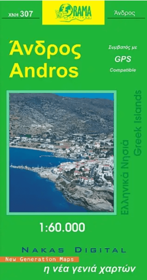 Landkaart Wegenkaart 307 Andros Cycladen Griekenland - Orama Ed.