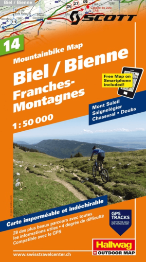 Mountainbike kaart 14 Biel/Bienne / Berner Jura - Hallwag