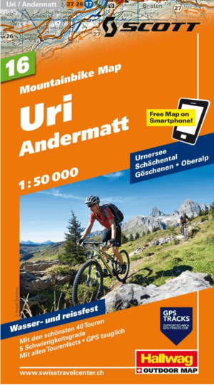 Mountainbike kaart 16 Uri & Andermatt - Hallwag