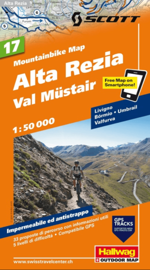 Mountainbike kaart 17 Alta Rezia & Val Müstair - Hallwag