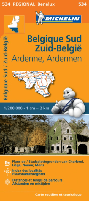 Landkaart Wegenkaart 534 België Zuid & Ardennen - Michelin