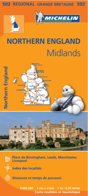 Landkaart Wegenkaart 502 Engeland Noord & Midlands - Michelin