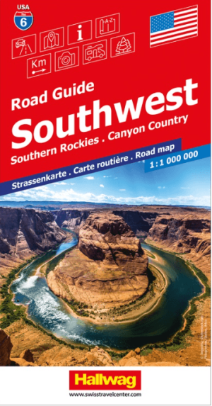 Landkaart Wegenkaart Road Map 6 USA Zuid West - Hallwag
