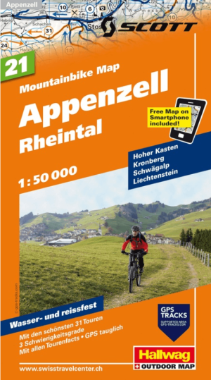Mountainbike kaart 21 Appenzell & Rheintal - Hallwag
