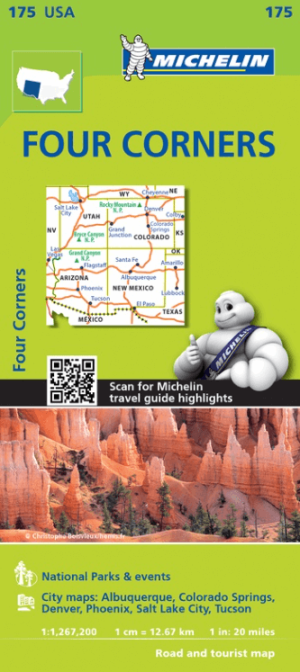 Landkaart Wegenkaart 175 Four Corners USA - Michelin