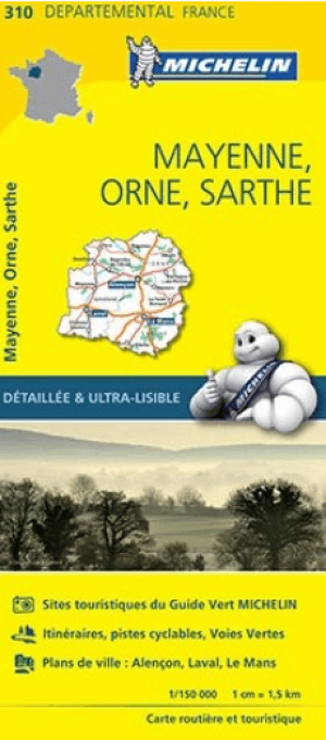 Landkaart Wegenkaart 310 Mayenne, Orne & Sarthe - Michelin