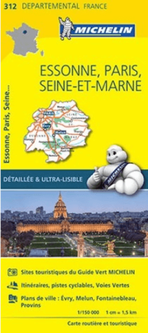 Landkaart Wegenkaart 312 Essone, Parijs & Seine-et-Marne Michelin
