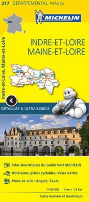 Landkaart Wegenkaart 317 Indre-et-Loire & Maine-et-Loire Michelin