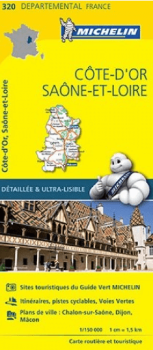 Landkaart Wegenkaart 320 Côte-d'Or & Saône-et-Loire - Michelin