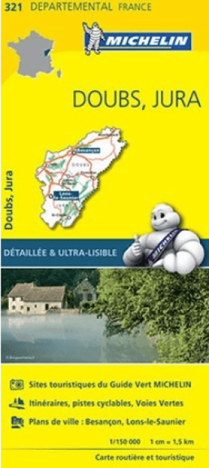 Landkaart Wegenkaart 321 Le Doubs & Le Jura - Michelin