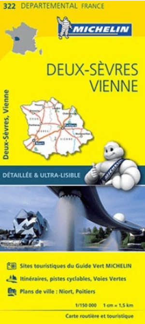 Landkaart Wegenkaart 322 Deux-Sèvres & Vienne - Michelin