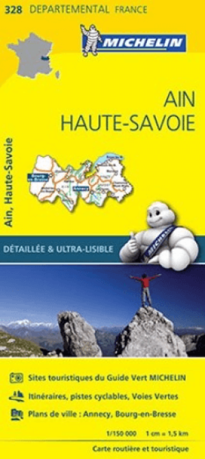 Landkaart Wegenkaart 328 Ain & Haute-Savoie - Michelin