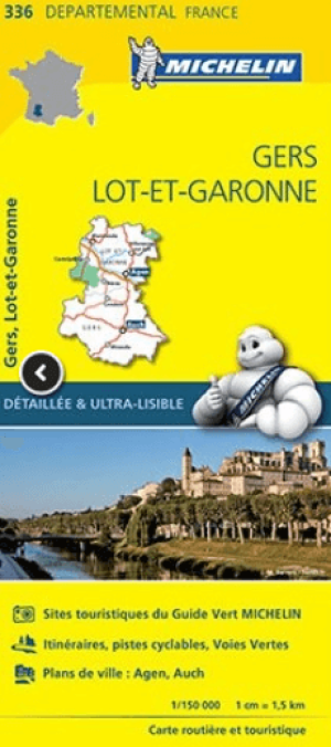 Landkaart Wegenkaart 336 Gers & Lot-et-Garonne - Michelin