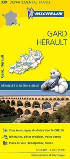 Landkaart Wegenkaart 339 Gard & Hérault - Michelin