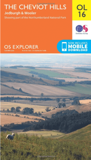 Wandelkaart OL16 Cheviot Hills, Jedburgh & Wooler - OS