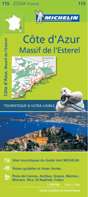 Landkaart Wegenkaart 115 Côte d'Azur - Michelin