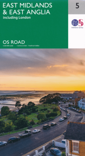 Landkaart Wegenkaart 5 Midlands Oost & East Anglia - OSI