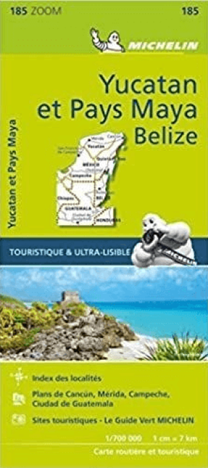 Landkaart Wegenkaart 185 Yucatan- Mayaland & Belize - Michelin