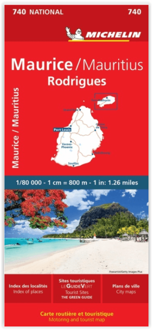 Landkaart Wegenkaart 740 Mauritius (eiland) - Michelin