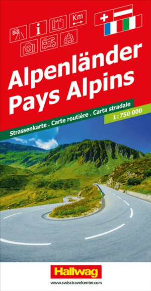 Landkaart Wegenkaart Road Maps Alpen & Alpenland - Hallwag