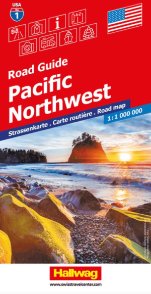 Landkaart Wegenkaart Road Map 1 Pacific Northwest USA - Hallwag