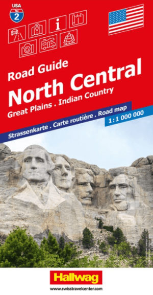 Landkaart Wegenkaart Road Map 2 USA Noord Centraal - Hallwag