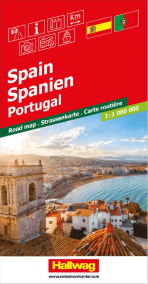 Landkaart Wegenkaart Road Map Spanje & Portugal - Hallwag