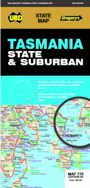 Landkaart Wegenkaart 770 Tasmania State & Suburban - Gregory's