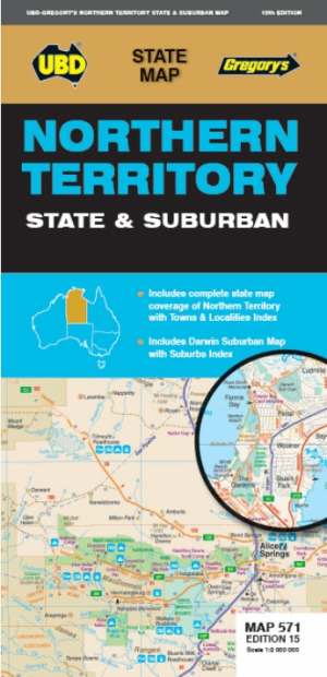 Landkaart Wegenkaart 571 Northern Territory State & Suburban- UBD