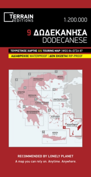 Landkaart Wegenkaart Touring Map 9 Dodecanese - Terrein Maps