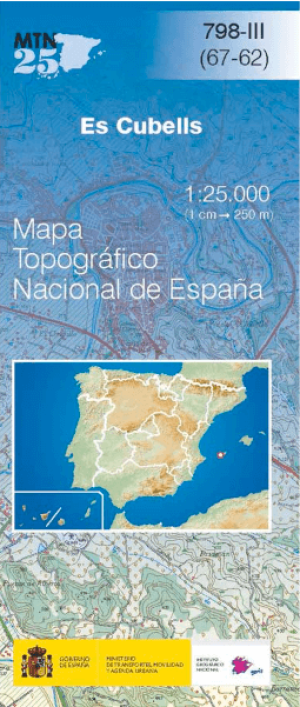Wandelkaart 000798.3 Es Cubells, Ibiza, Balearen Spanje - CNIG