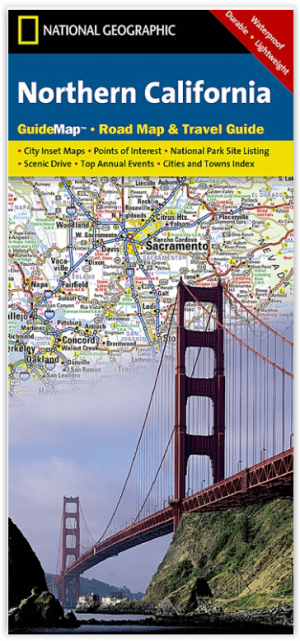 Landkaart Wegenkaart Northern California State guide map- Nat Geo