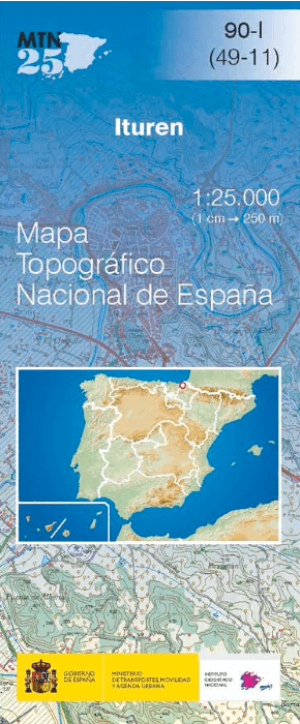 Wandelkaart 0090.1 Ituren, Navarra - CNIG