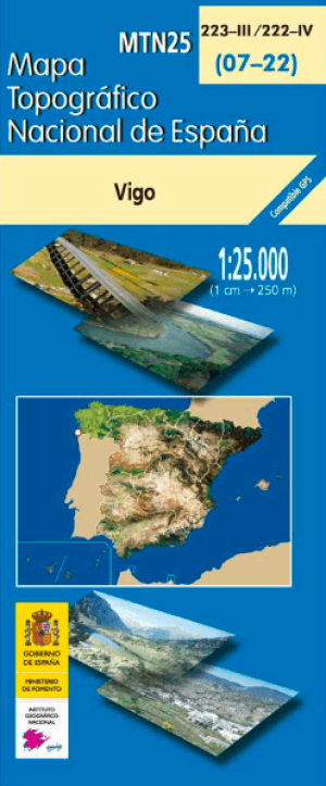 Wandelkaart 0223.3/222.4 Vigo, Pontevedra, Galicië  - CNIG