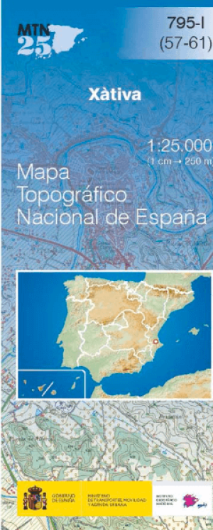 Wandelkaart 000795.1 Xàtiva, Valencia Valencia, Spanje - CNIG