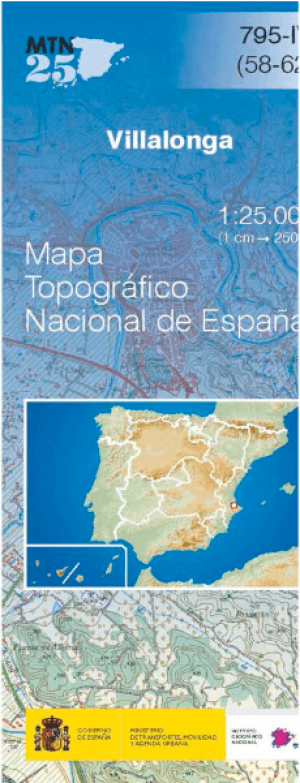 Wandelkaart 000795.4 Villalonga, Valencia Valencia, Spanje - CNIG