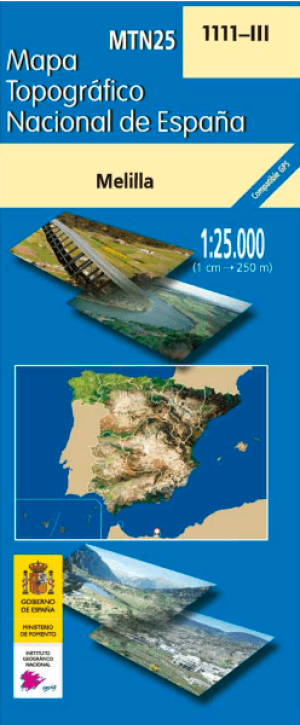 Wandelkaart 001111.3 Melilla, Melilla, Cabo Tres Forcas (Melilla)