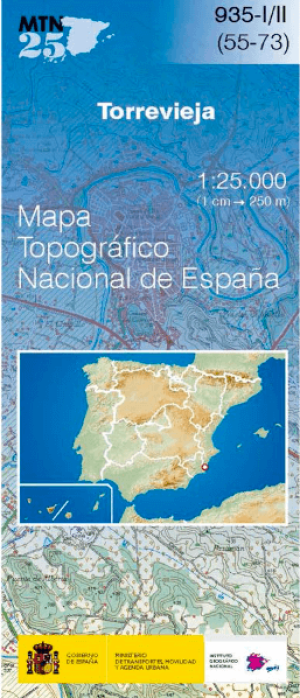 Wandelkaart 000935.1/2 Torrevieja, Alicante, Valencia - CNIG